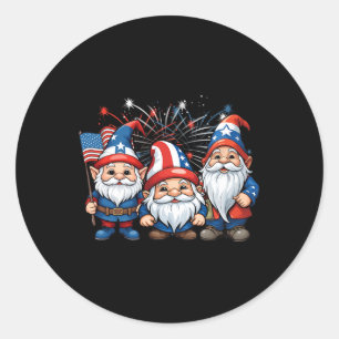 Adesivo 4 De Julho Patriótico Gnomos Americanos Bandeira U