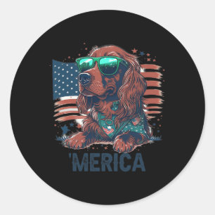 Adesivo 4 De Julho Patriótico Irlandês Setter Dog Merica