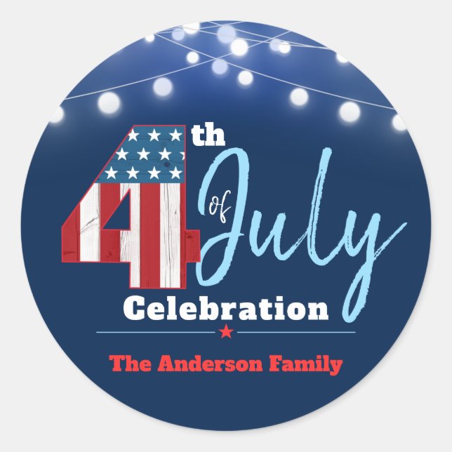 Adesivo 4 de julho Patriótico Vermelho Branco Azul EUA Ban (Frente)