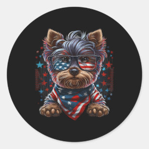 Adesivo 4 De Julho Patriótico Yorkie Dog Bandeira American