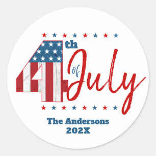 Adesivo 4 de julho Red White Blue USA Flag Modern Bold