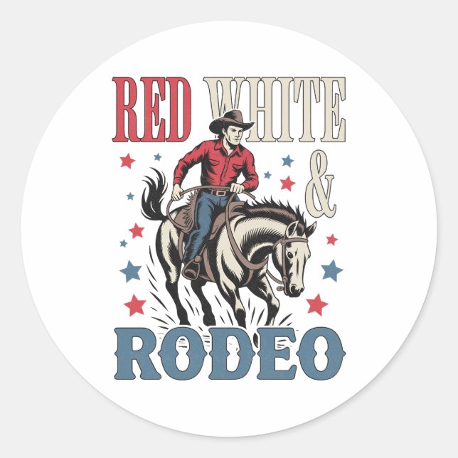 Adesivo 4 de julho Rodeo Cowboy (Frente)