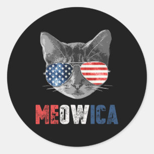 Adesivo 4 De Julho Shirt Meowica American Flag Cat