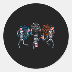 Adesivo 4 de julho Skeletons dança fogos de artifício mulh