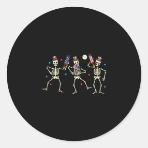 Adesivo 4 de julho Skeletons Dançando Bandeiras Ossos Patr