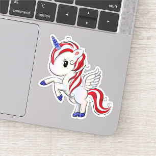 Adesivo 4 de julho Unicórnio Americano Pegasus Rainbow