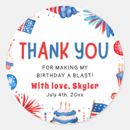 Adesivo 4 de Julho Vermelho Branco Azul Aniversário Obriga