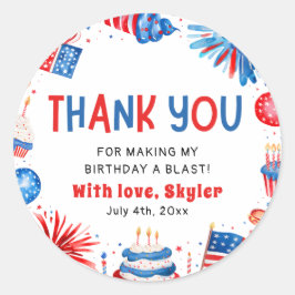 Adesivo 4 de Julho Vermelho Branco Azul Aniversário Obriga