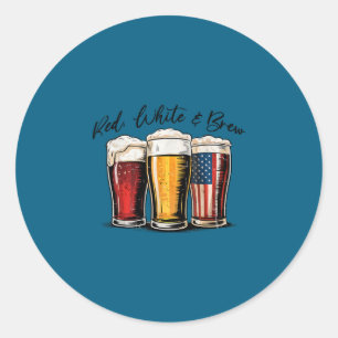 Adesivo 4 de julho vermelho branco e cerveja engraçada ame