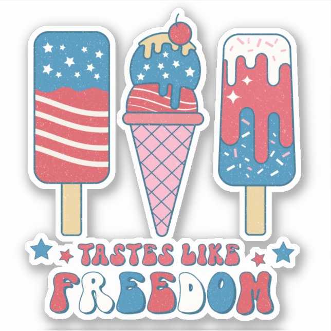 Adesivo 4 de julho, Vermelho, branco, gosto da liberdade (Frente)