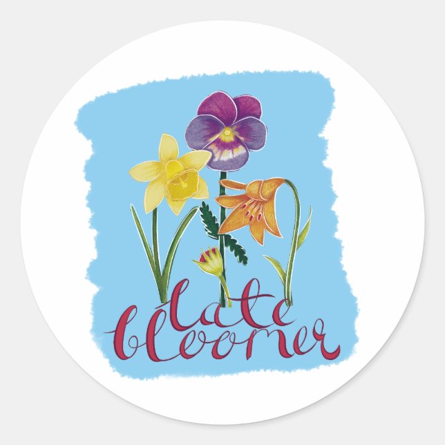 Adesivo 4 Flores de Primavera e Verão com Texto Chique (Frente)