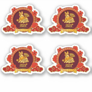 Adesivo 4 Gong Xi Fa Cai, Wishing Riqueza Chinês Novo Ano