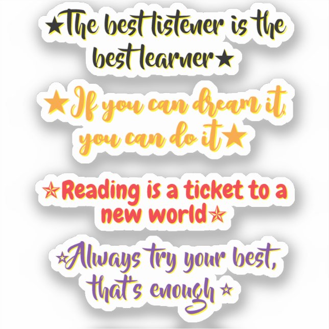 Adesivo 4 Inspirational Quotes for Elementary Students |  (Frente)