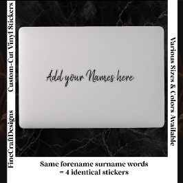 Adesivo 4 Modern Custom Name Laptop Stickers Set Black
