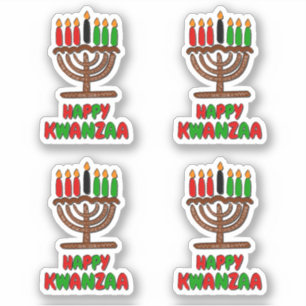 Adesivo 4 x Boas Velas Verde Amarelas Feliz Kwanzaa Vermel