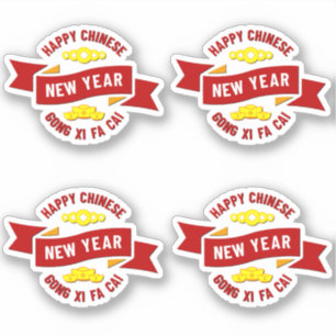 Adesivo 4 x Chinês de Ano Novo Gong Xi Fa Cai - Wish Wealt
