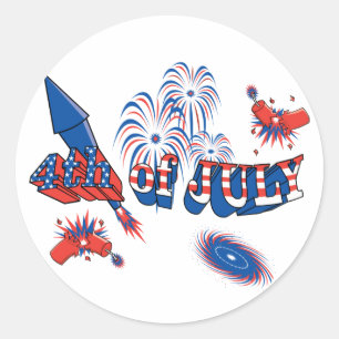 Adesivo 4o de fogos-de-artifício de julho