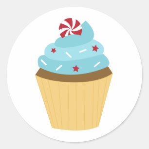Adesivo 4o do cupcake do partido de julho