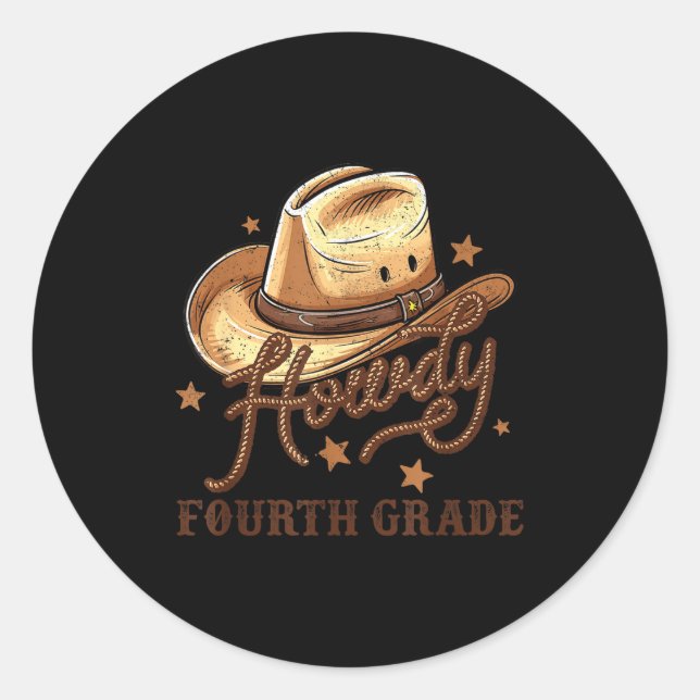 Adesivo 4th Grade Teacher Rodeo Country Western Howdy Four (Frente)