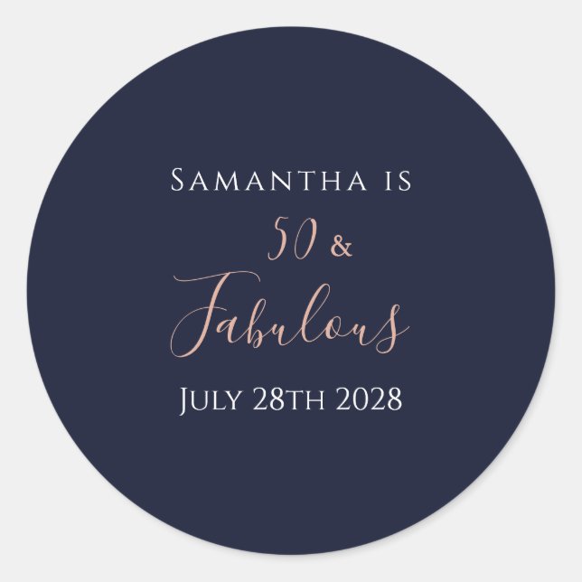 Adesivo 50º aniversário 50 e Fabuloso Rosa de Marinho Dour (Frente)