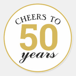 Adesivo 50º Aniversário Alegra-se a 50 Anos de Dourado