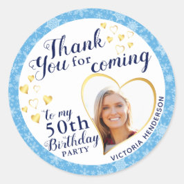 Adesivo 50º aniversário Blue Winter Favor Obrigado