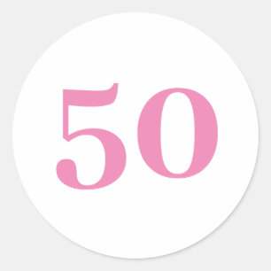 Adesivo 50º aniversário, cor-de-rosa, idade personalizada