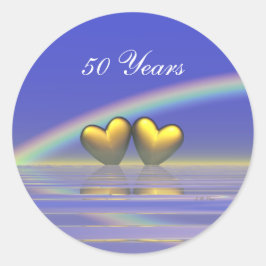 Adesivo 50º Aniversário Corações Dourados