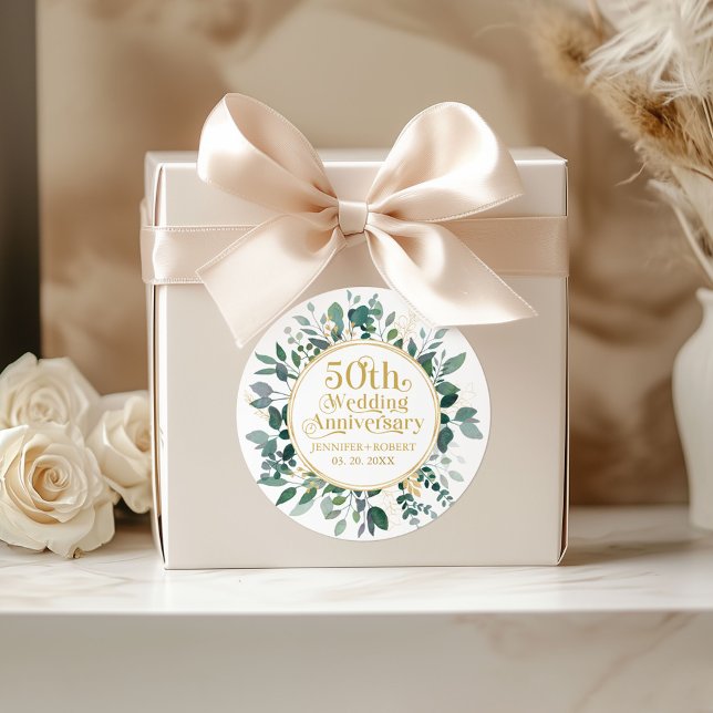 Adesivo 50º Aniversário de Antiguidade Typografia Gold Gre (Criador carregado)