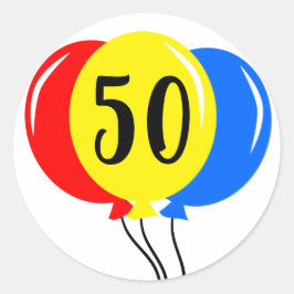 Adesivo 50º aniversário de balões coloridos