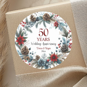 Adesivo 50º Aniversário de Bodas de Ouro Elegante de Inver
