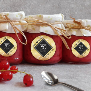 Adesivo 50º aniversário de casamento do Ouro Elegante