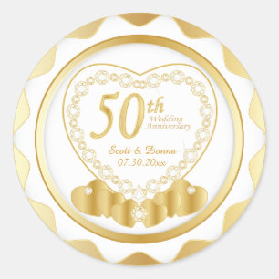 Adesivo 50º aniversário de casamento do Ouro Texto "MAL