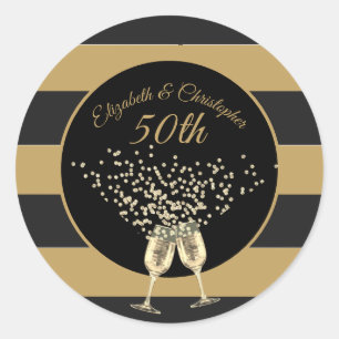 Adesivo 50º aniversário de casamento Dourada greve negra