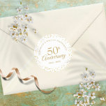 Adesivo 50º aniversário do Dourado Confetti<br><div class="desc">Com delicado confete de poeira de ouro. Personalize com suas informações especiais de cinquenta anos de ouro em letras de ouro cômico. Projetado por Thisnotme©</div>