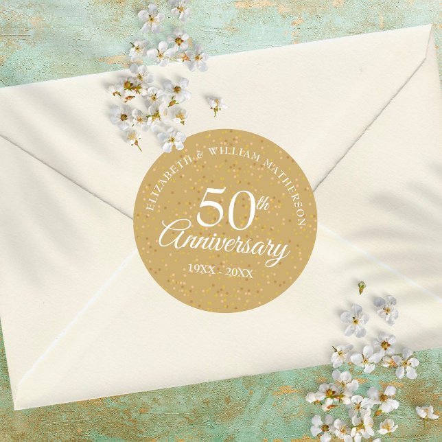 Adesivo 50º aniversário do Dourado Confetti (Criador carregado)
