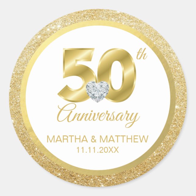 Adesivo 50º aniversário Dourado de casamento (Frente)