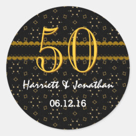 Adesivo 50º aniversário Dourado e Confetti preto V004D