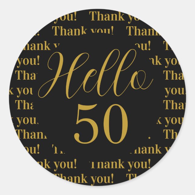 Adesivo 50º aniversário Dourado negro obrigado (Frente)