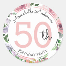 50º Aniversário Moderno - Cor Floral Rosa-Esbranqu