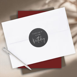 Adesivo 50º aniversário Simples Minimalista Preto Plana