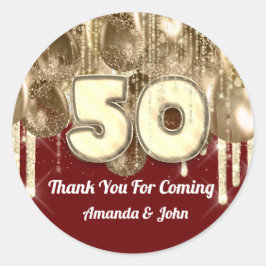 Adesivo 50º Burgundy BALLONS DOURADO Obrigado por vir