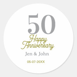 Adesivo 50º nome data feliz aniversário prata ouro data 