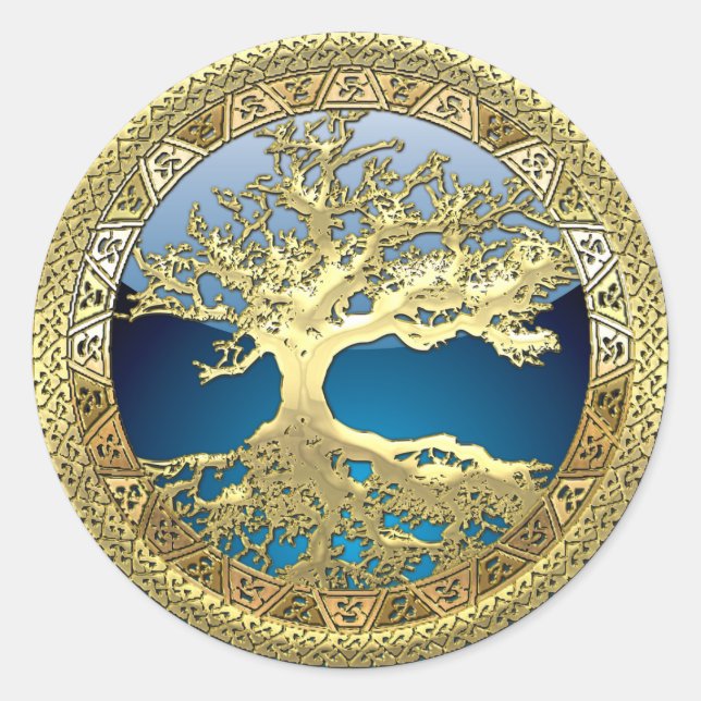 Adesivo [500] Árvore Celta da Vida [Dourado] (Frente)