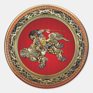 Adesivo [500] Hokusai - Shoki Riding Shishi Lion