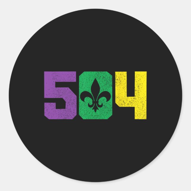 Adesivo 504 Código de Área Pride Nola Nova Orleans Louisia (Frente)