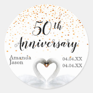 Adesivo 50.º aniversário do casamento: cisnes brancas de