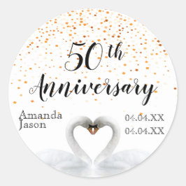 Adesivo 50.º aniversário do casamento: cisnes brancas de o