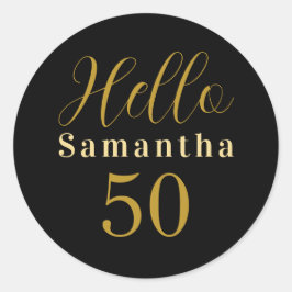 Adesivo 50.º aniversário Dourado negro presente personaliz