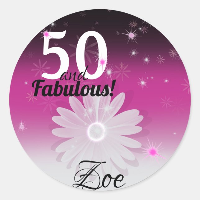 Adesivo 50 Ambre branca, rosa, fabulosa, com flor (Frente)